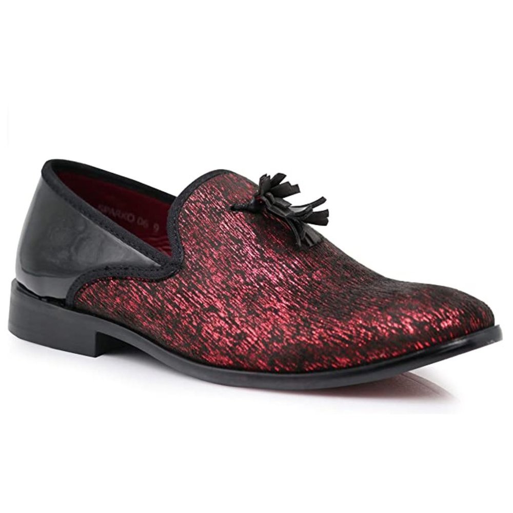 Men's Vintage Velvet Dress Shoes Classic Tuxedo Slip On Loafers Red